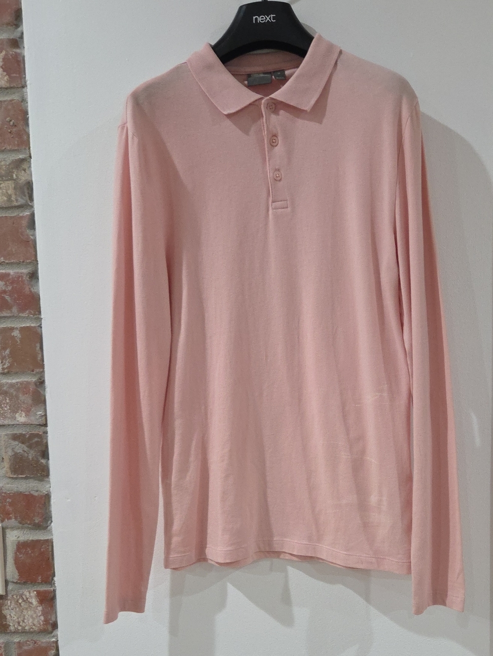 ASOS Long-Sleeve Polo Shirt in Pale Pink